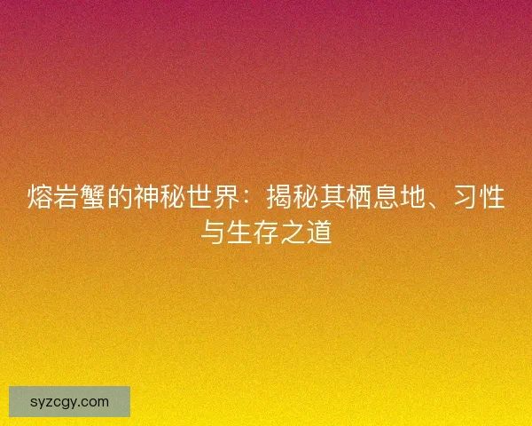 熔岩蟹的神秘世界：揭秘其栖息地、习性与生存之道