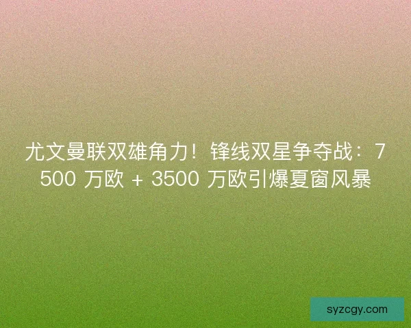 尤文曼联双雄角力！锋线双星争夺战：7500 万欧 + 3500 万欧引爆夏窗风暴